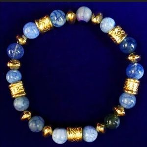 Dragon vein agate Tibetan gold bracelet